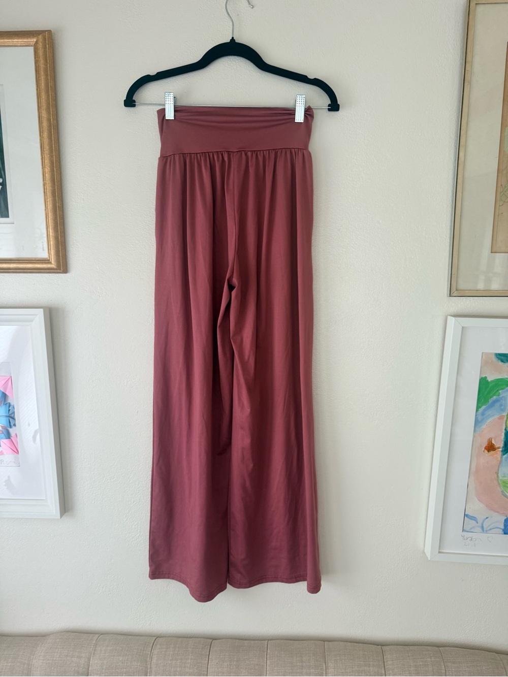 Wide Leg Pull-On Pants in Dusty Rose